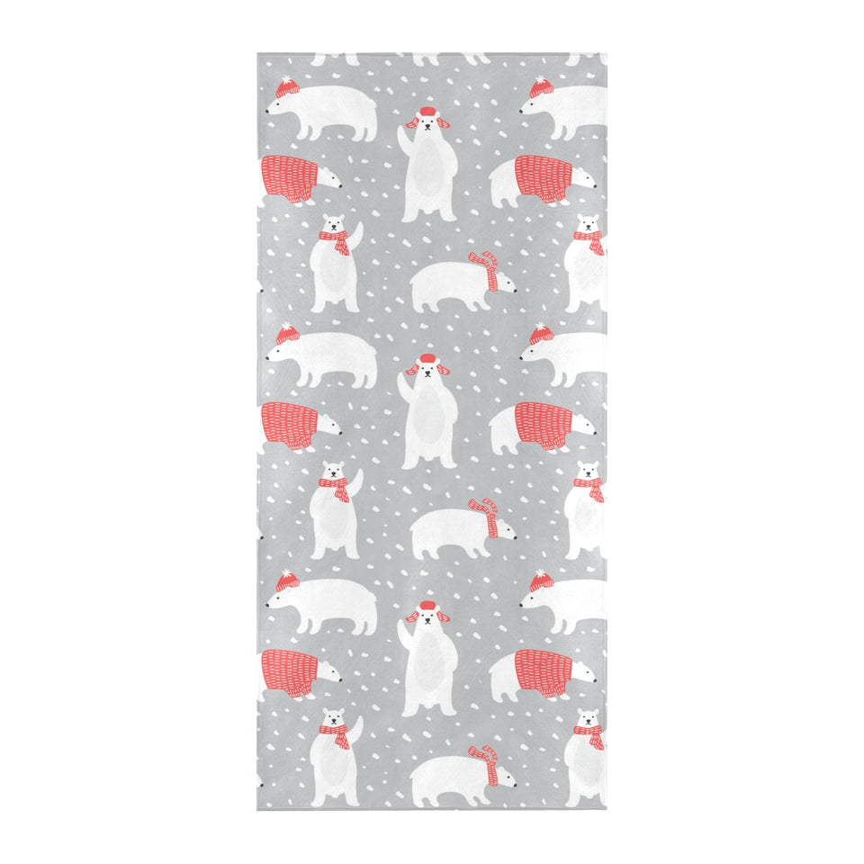 Cute polar bear christmas snow pattern Beach Towel