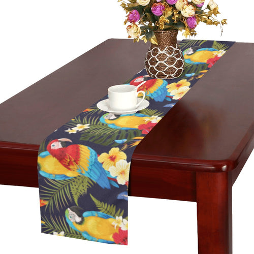 Colorful parrot flower pattern Table Runner