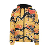 Kangaroo Australian aboriginal art pattern Men's Padded Hooded Jacket