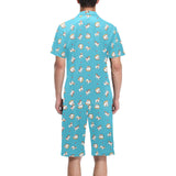 Jack Russel Pattern Print Design 03 Men's V-Neck Short Pajama Set