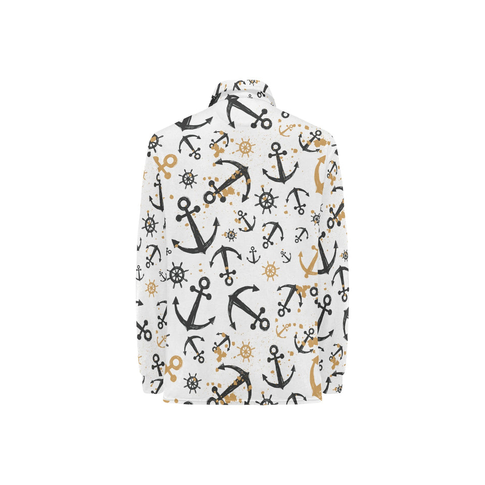 Anchors Rudders pattern Women's Long Sleeve Polo Shirt