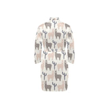 Llama Alpaca pattern Men's Long Sleeve Belted Night Robe