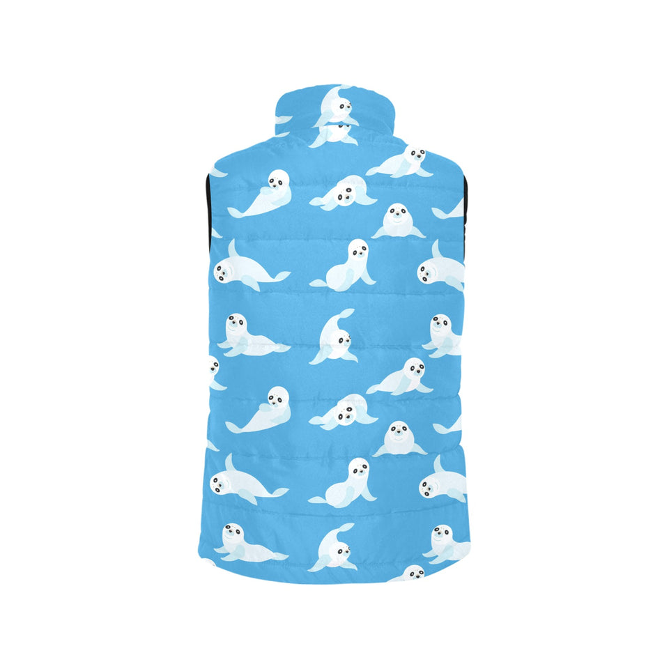 Cute sea lion seal pattern background Women's Padded Vest