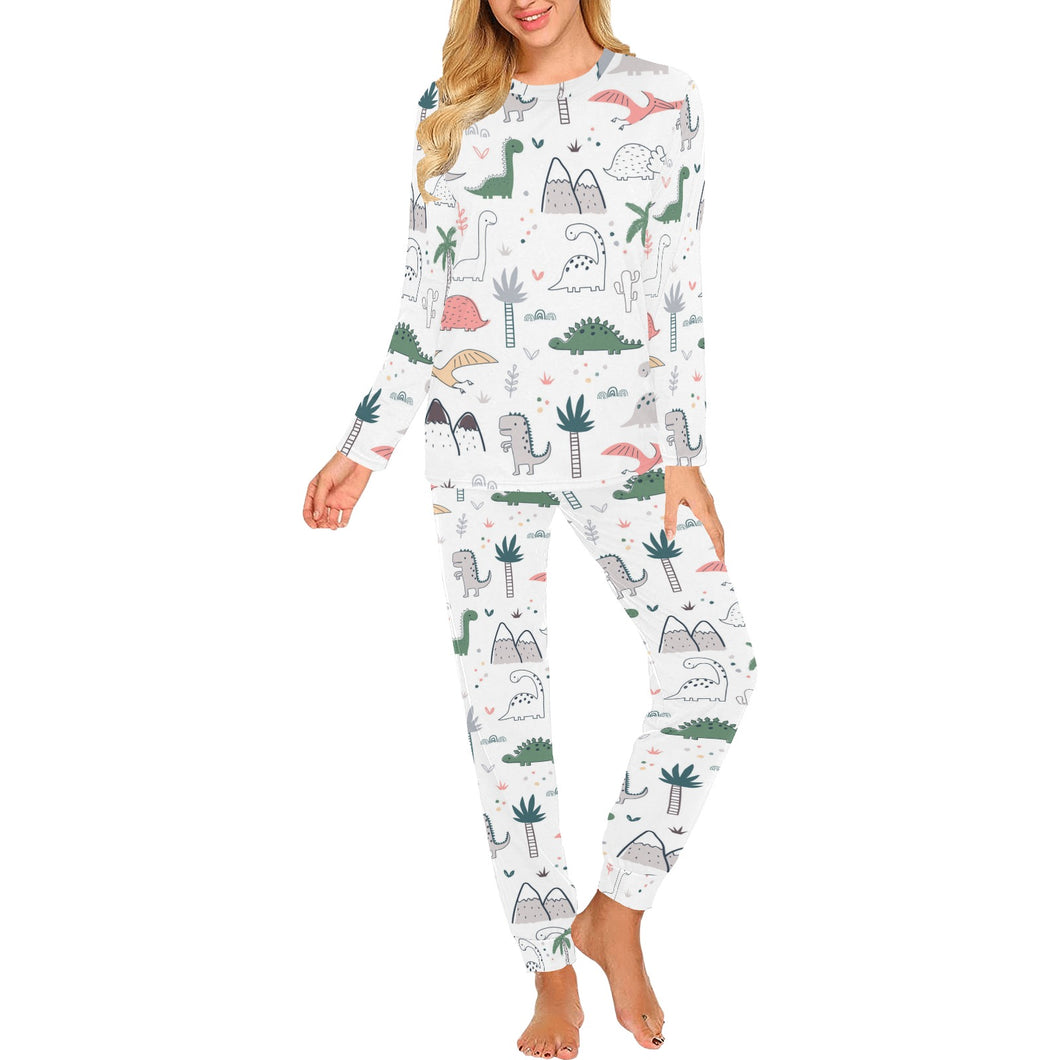 Cute cartoon dinosaurs tree pattern Women's All Over Print Pajama Set