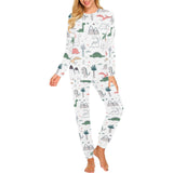 Cute cartoon dinosaurs tree pattern Women's All Over Print Pajama Set