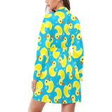 Duck Pattern Print Design 04 Women's Long Sleeve Belted Night Robe