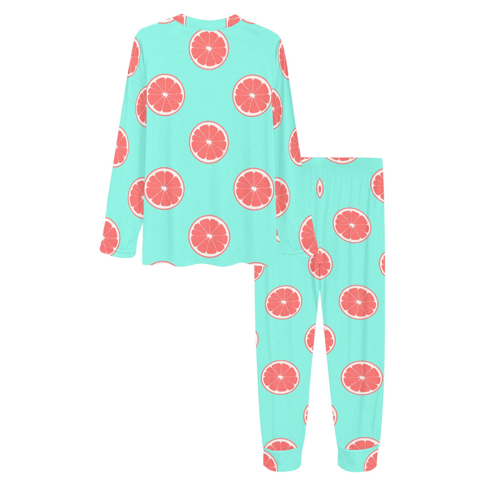 Grapefruit green background Women's All Over Print Pajama Set
