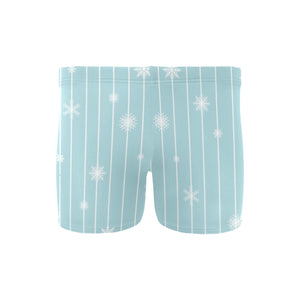 Snowflake pattern blue stripe background Men's Swimming Trunks