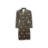 Casino Cards Suits Pattern Print Design 01 Men's Long Sleeve Belted Night Robe