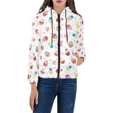 Cake cupcake design pattern Women's Padded Hooded Jacket