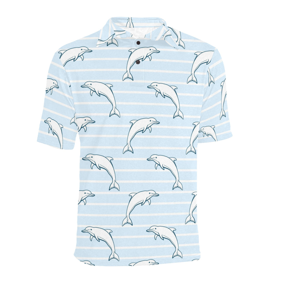 Dolphin blue striped background Men's All Over Print Polo Shirt
