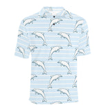 Dolphin blue striped background Men's All Over Print Polo Shirt