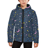 space pattern with planets, comets, constellations Kids' Boys' Girls' Padded Hooded Jacket