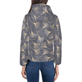 Gold ginkgo leaves Women's Padded Hooded Jacket