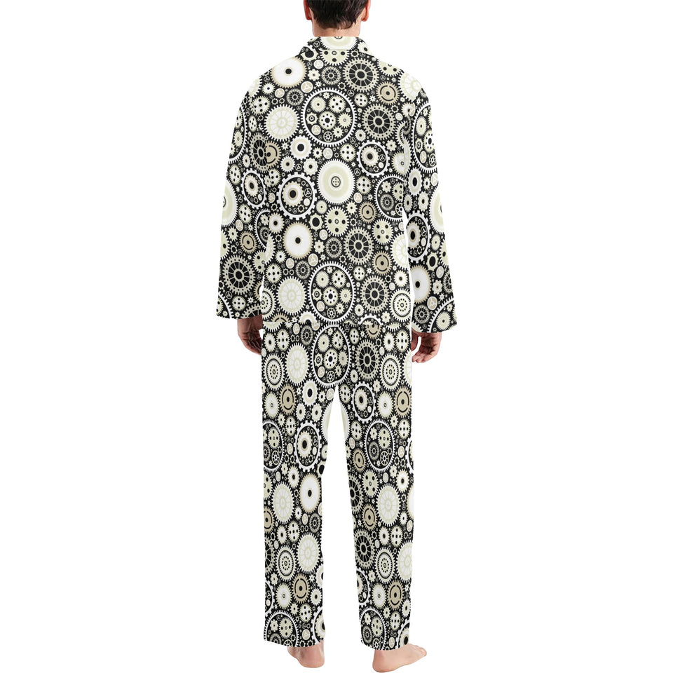 Gear Pattern Print Design 02 Men's Long Pajama Set