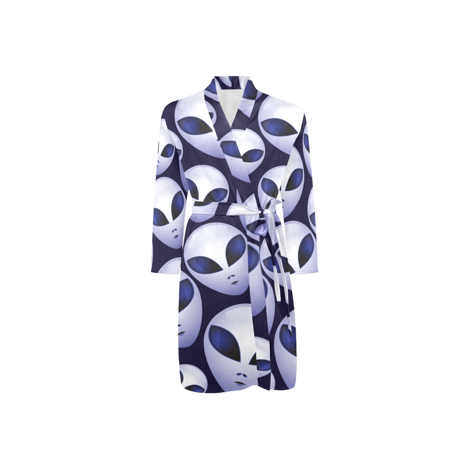 Alien Pattern Print Design 01 Men's Long Sleeve Belted Night Robe