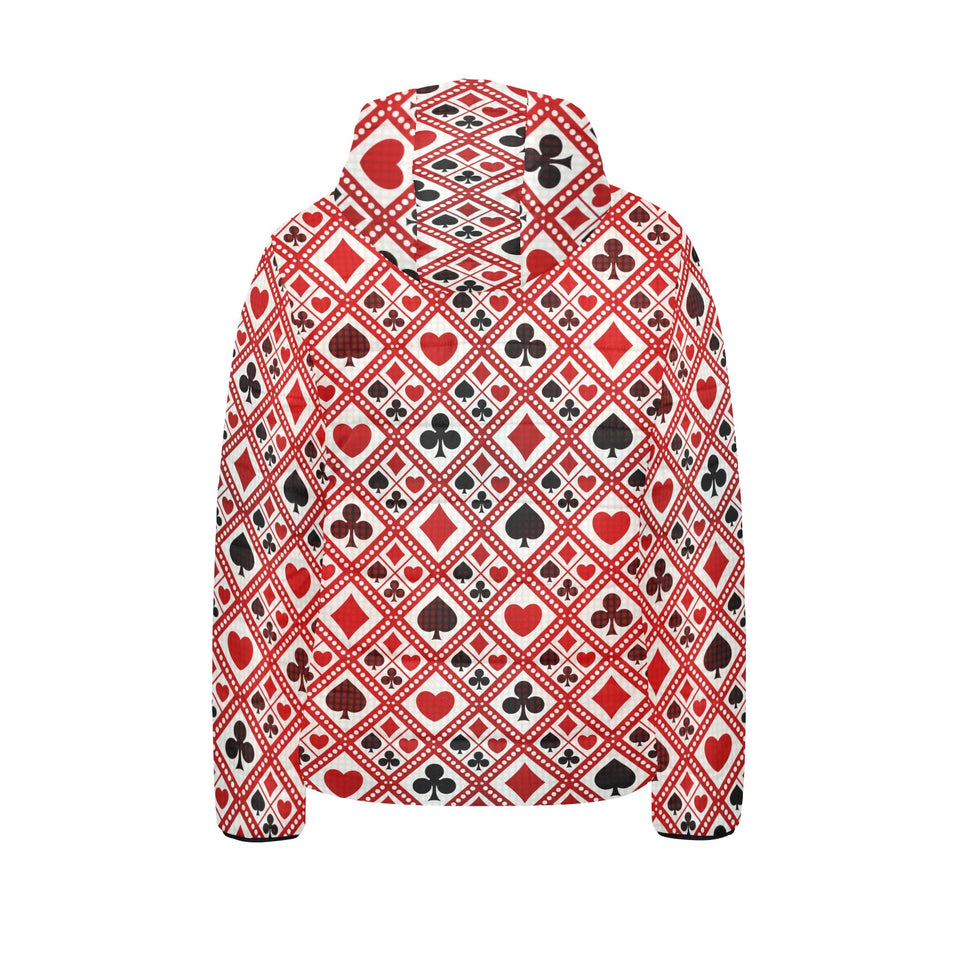Casino Cards Suits Pattern Print Design 03 Kids' Boys' Girls' Padded Hooded Jacket