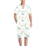 Cute Rhino pattern Men's V-Neck Short Pajama Set