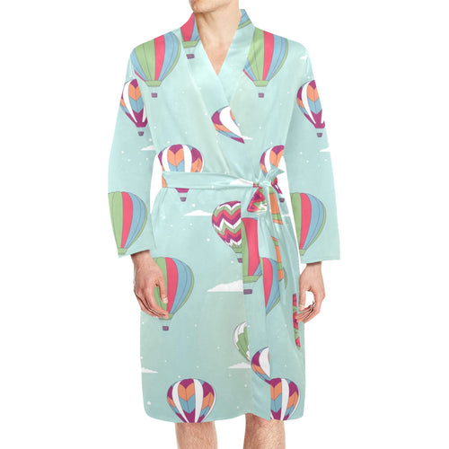 Hot Air Balloon design Pattern Men's Long Sleeve Belted Night Robe