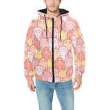 Pig Pattern Print Design 04 Men's Padded Hooded Jacket