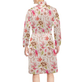 Swallow Pattern Print Design 01 Men's Long Sleeve Belted Night Robe