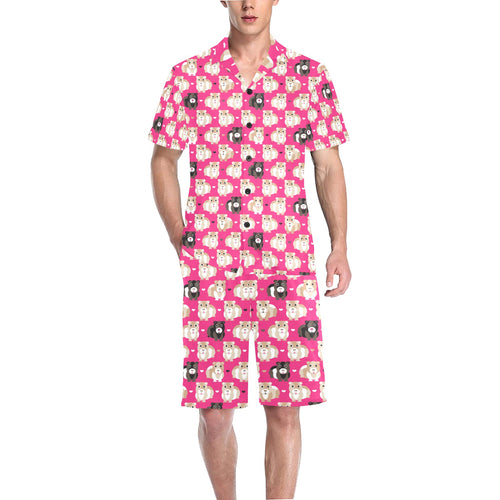 Guinea Pig Pattern Print Design 01 Men's V-Neck Short Pajama Set