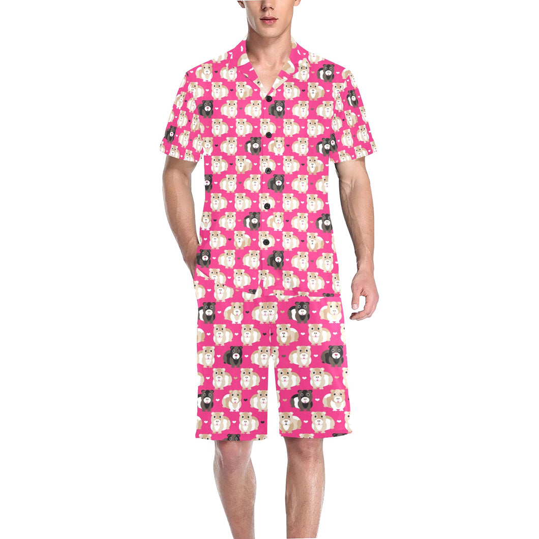 Guinea Pig Pattern Print Design 01 Men's V-Neck Short Pajama Set