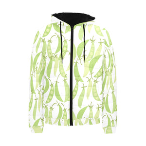 Green Peas Pattern Print Design 03 Men's Padded Hooded Jacket