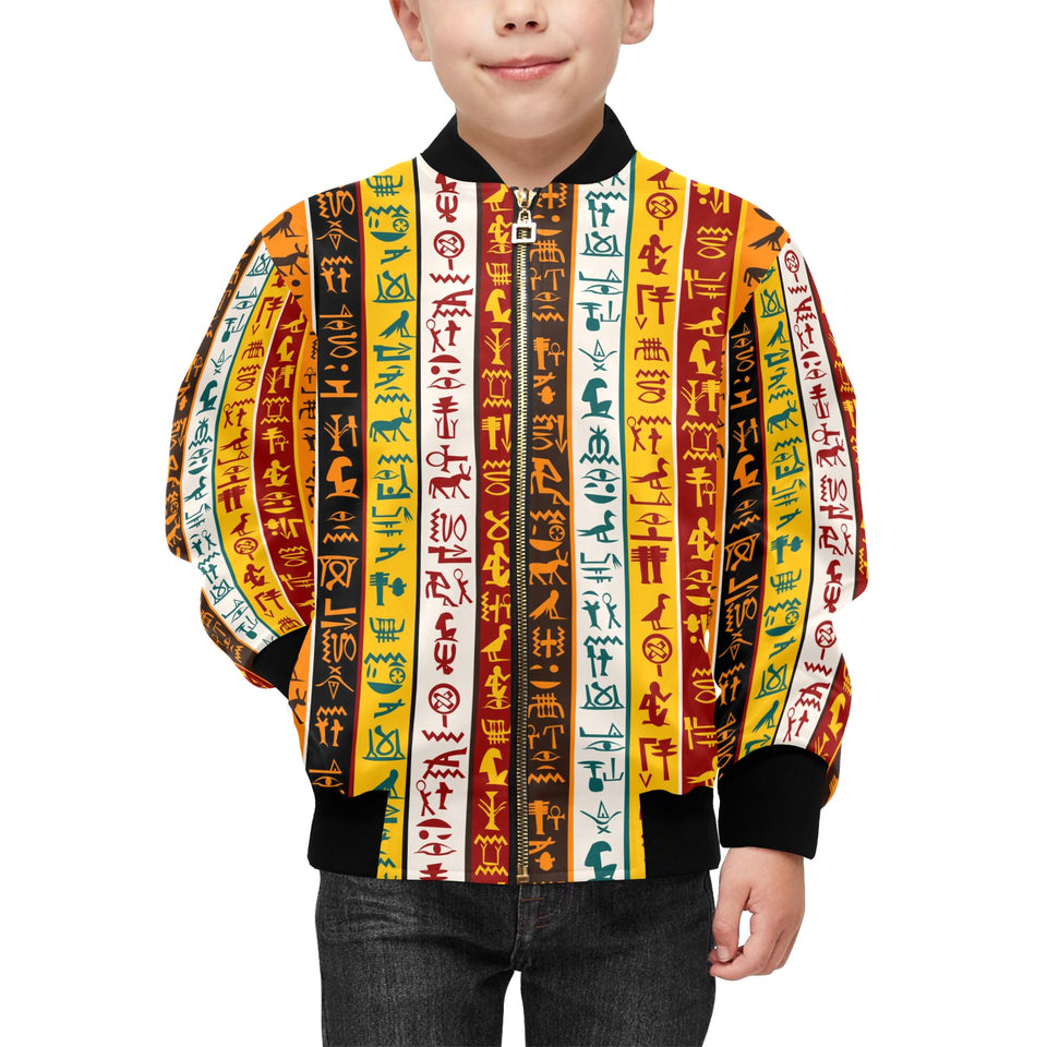 Egypt Hieroglyphics Pattern Print Design 01 Kids' Boys' Girls' Bomber Jacket