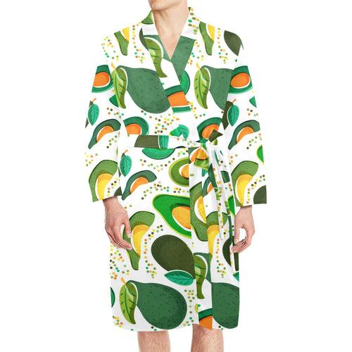Avocado design pattern Men's Long Sleeve Belted Night Robe