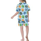 Alien Pattern Print Design 04 Kids' Boys' Girls' V-Neck Short Pajama Set