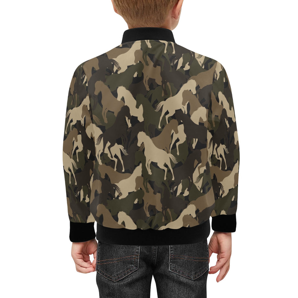 Horse Camouflage Pattern Kids' Boys' Girls' Bomber Jacket