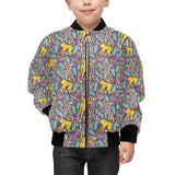 Cute yellow monkey leaves pattern Kids' Boys' Girls' Bomber Jacket