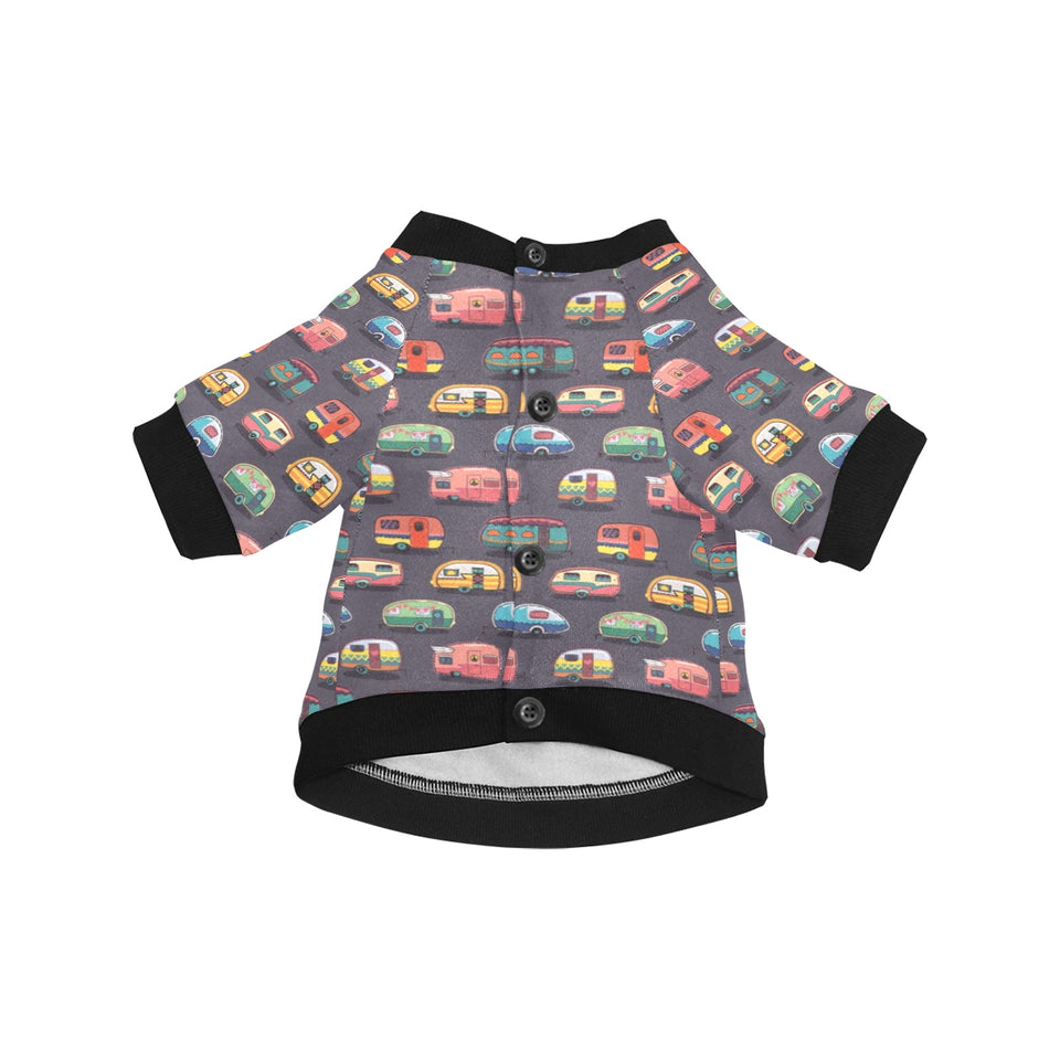 Camper Van Pattern Print Design 02 All Over Print Pet Dog Round Neck Fuzzy Shirt