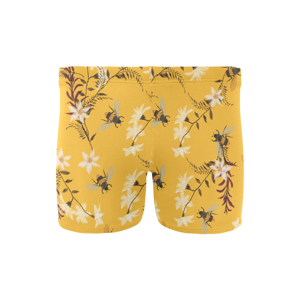 Bee flower pattern Men's Swimming Trunks