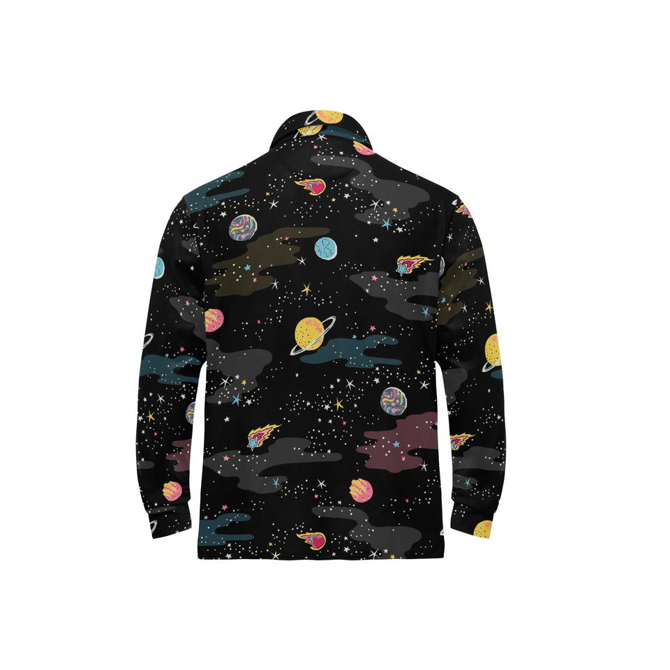 space pattern Men's Long Sleeve Polo Shirt