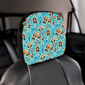 Cute sea otters fishe sea urchin pattern Car Headrest Cover