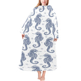 Seahorse pattern background Blanket Robe with Sleeves