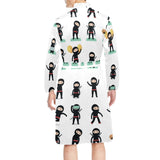 Cute ninja katana sword pattern Men's Long Sleeve Belted Night Robe