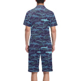 Shark pattern Men's V-Neck Short Pajama Set