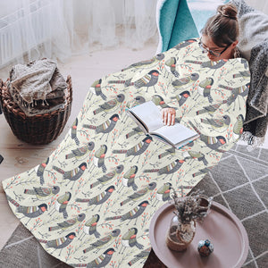 Pigeon Pattern Print Design 04 Blanket Robe with Sleeves