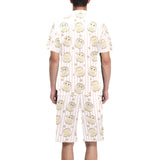 cute owl leaf Men's V-Neck Short Pajama Set