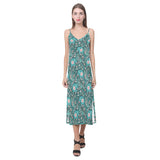 Elephants jungle pattern V-Neck Open Fork Long Dress