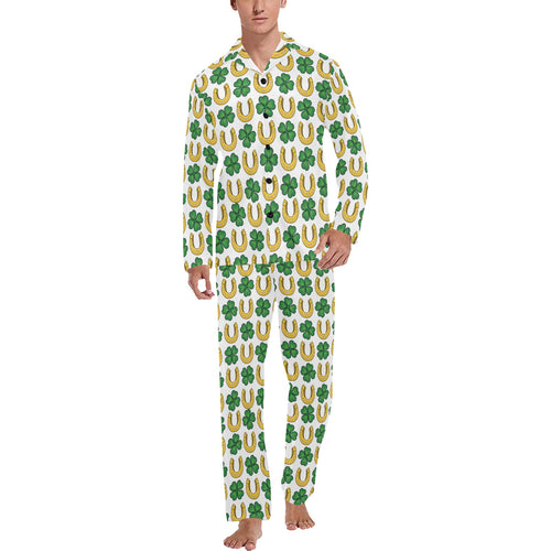 Horseshoes Pattern Print Design 04 Men's Long Pajama Set