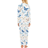 blue butterfly pattern Women's All Over Print Pajama Set