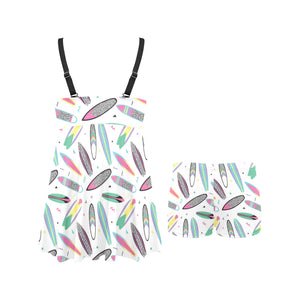 Surfboard Pattern Print Design 04 Chest Sexy Pleated Two Piece Swim Dress
