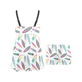 Surfboard Pattern Print Design 04 Chest Sexy Pleated Two Piece Swim Dress