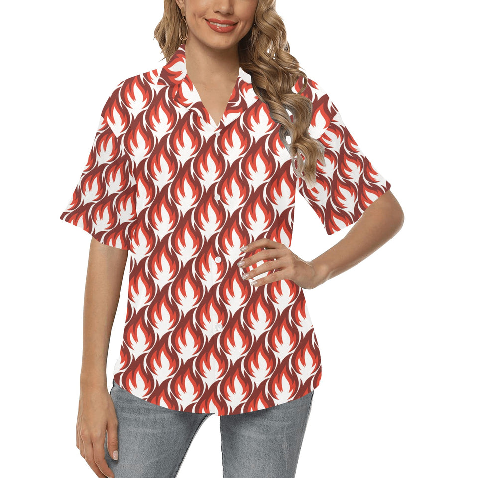 Fire flame symbol design pattern Women's All Over Print Hawaiian Shirt