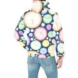 Colorful clock background Men's Padded Hooded Jacket