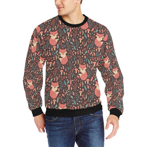 fox leaves mushroom pattern Men's Crew Neck Sweatshirt